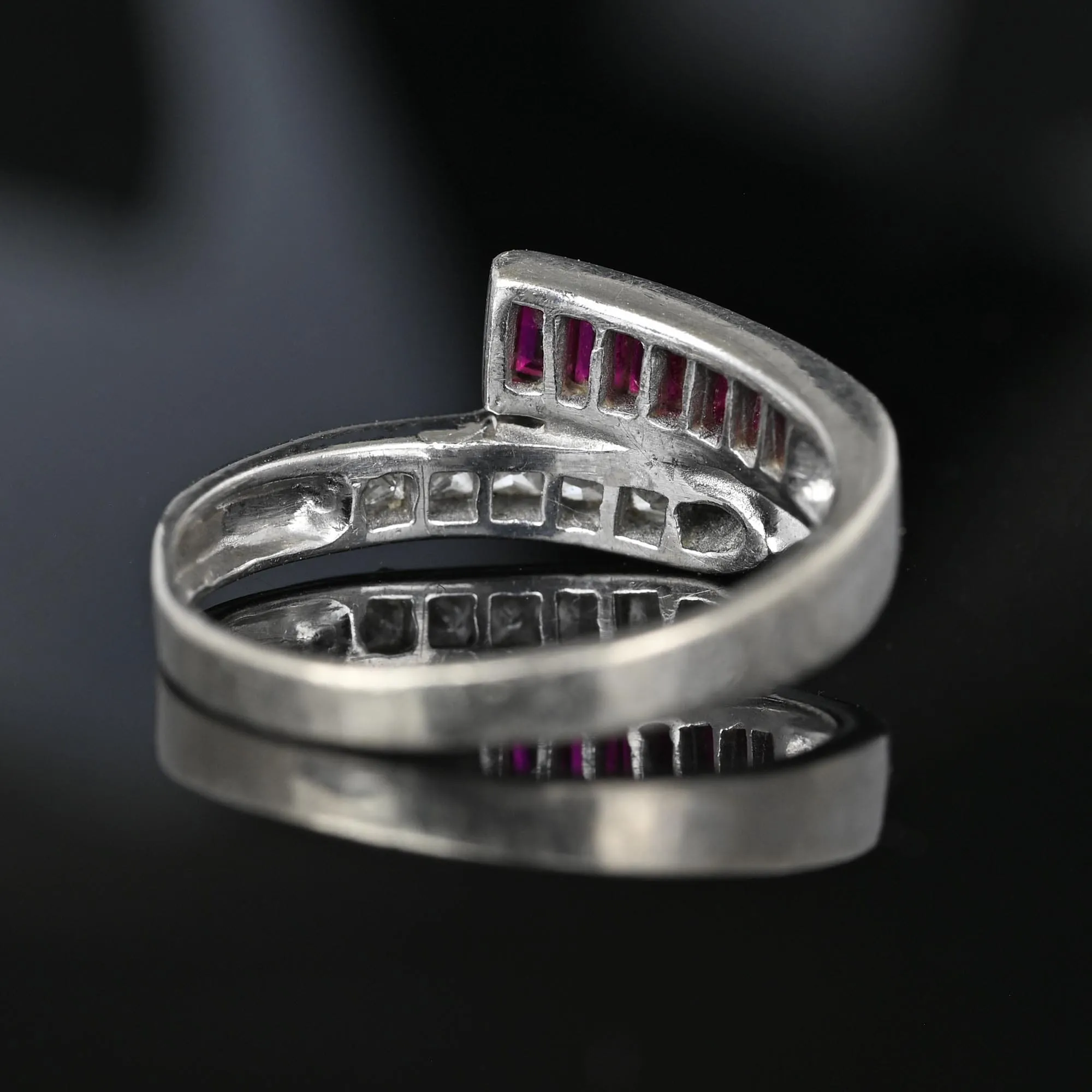 Baguette Ruby Princess Cut Diamond Snake Ring