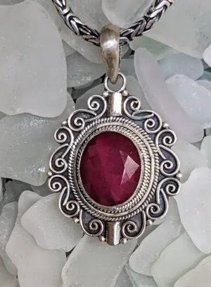 Beautiful Scrolled Ruby Pendant