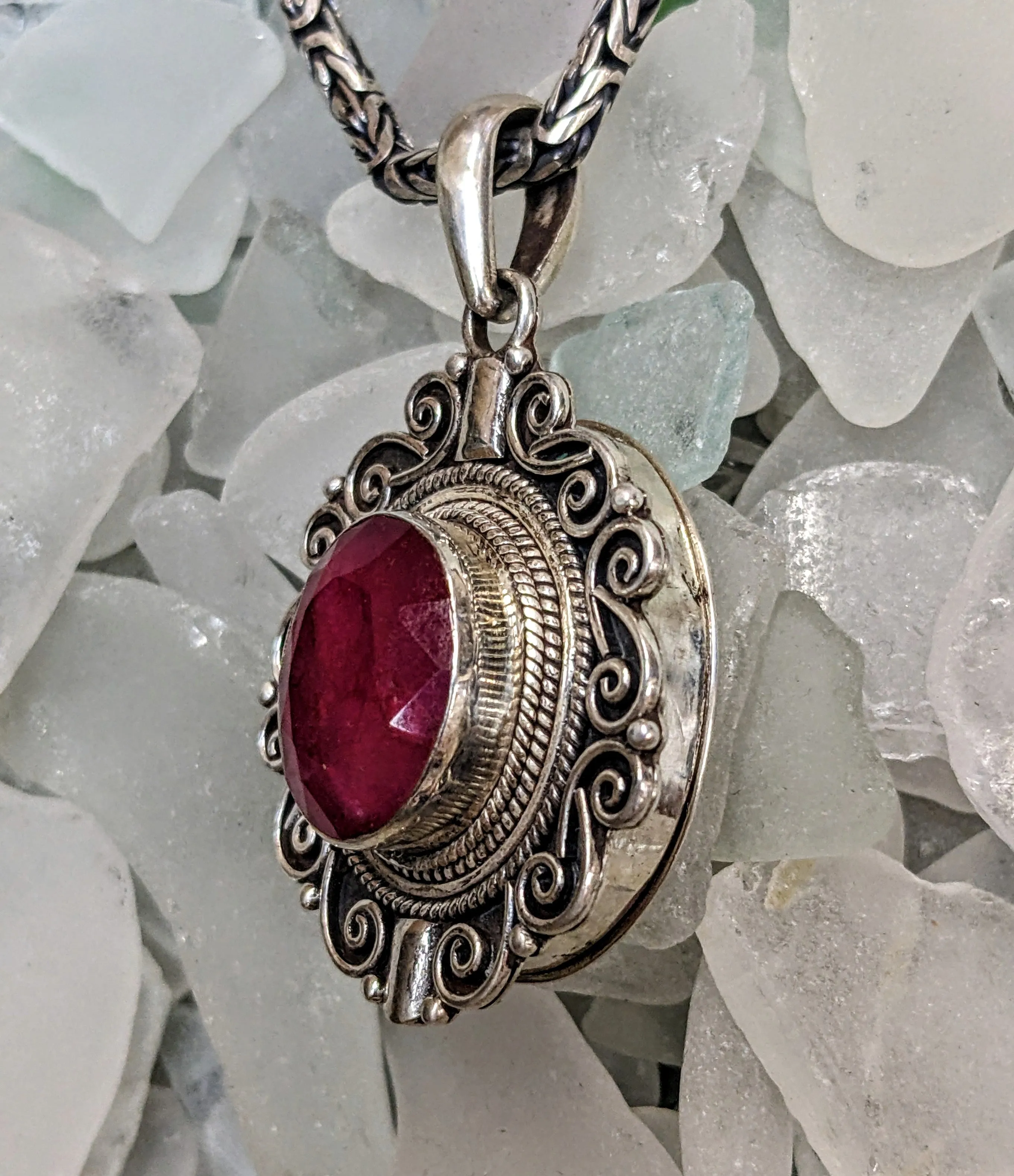 Beautiful Scrolled Ruby Pendant