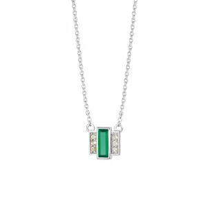 Beloved Green Onyx Baguette Necklace Sterling Silver