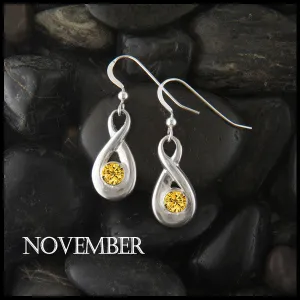 Birthstone Drop Earrings in Silver