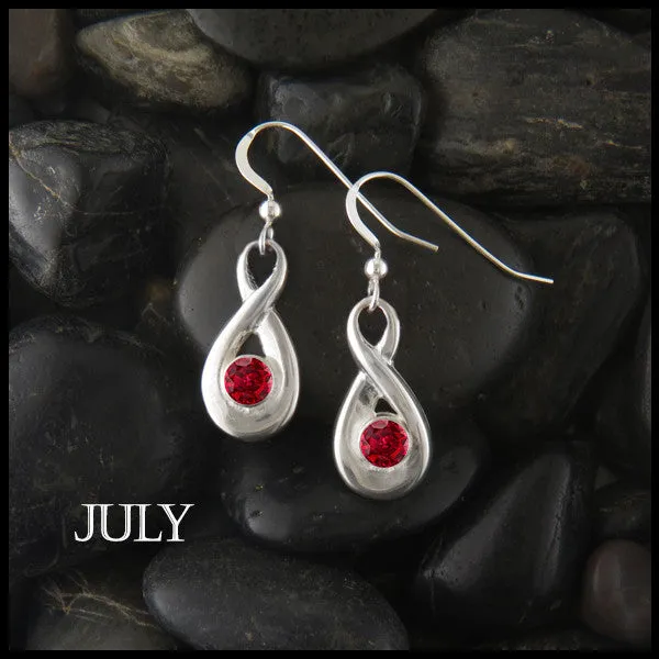 Birthstone Drop Earrings in Silver