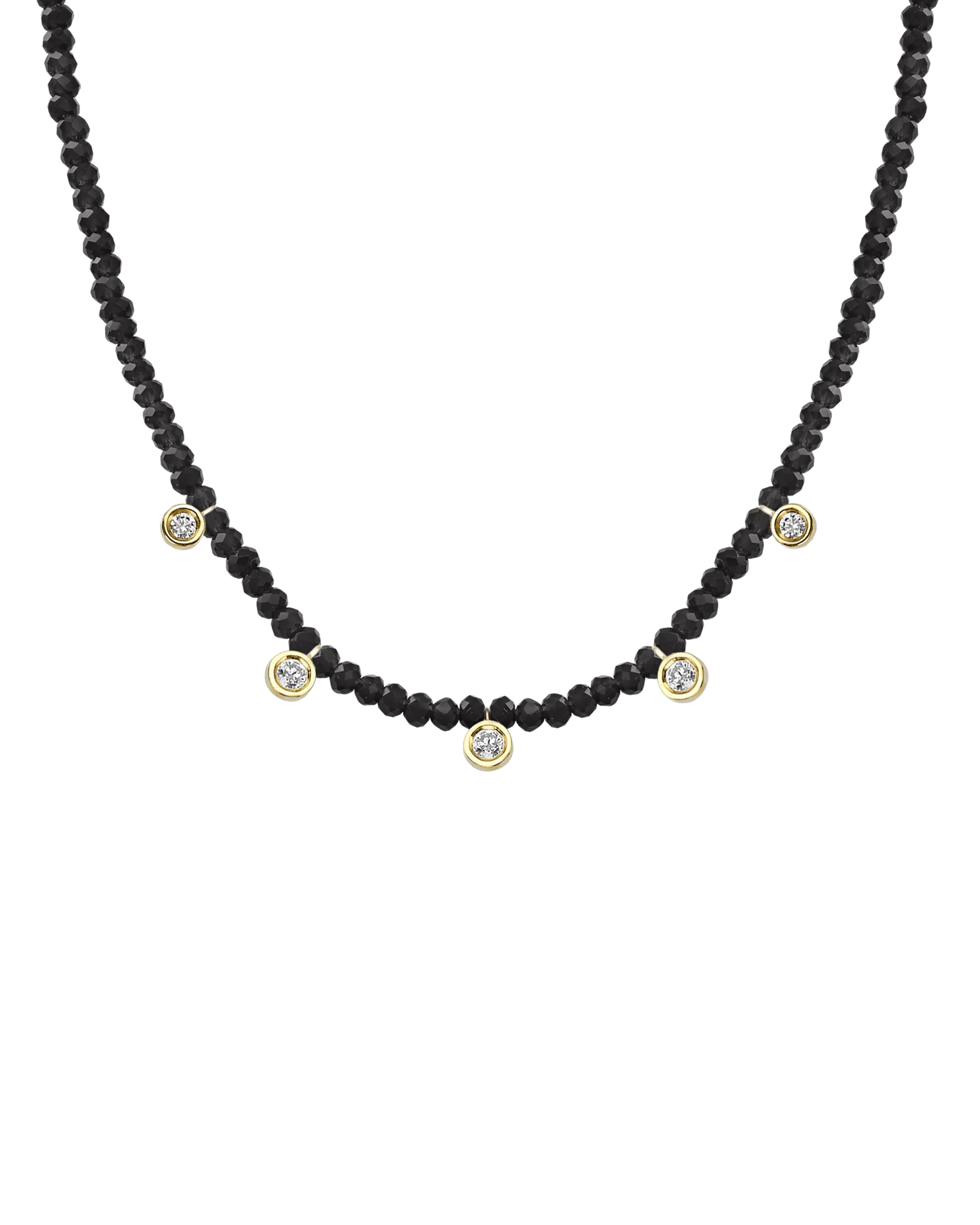 Blue Lapis Gemstone & Five diamonds Necklace - 14K Rose Gold