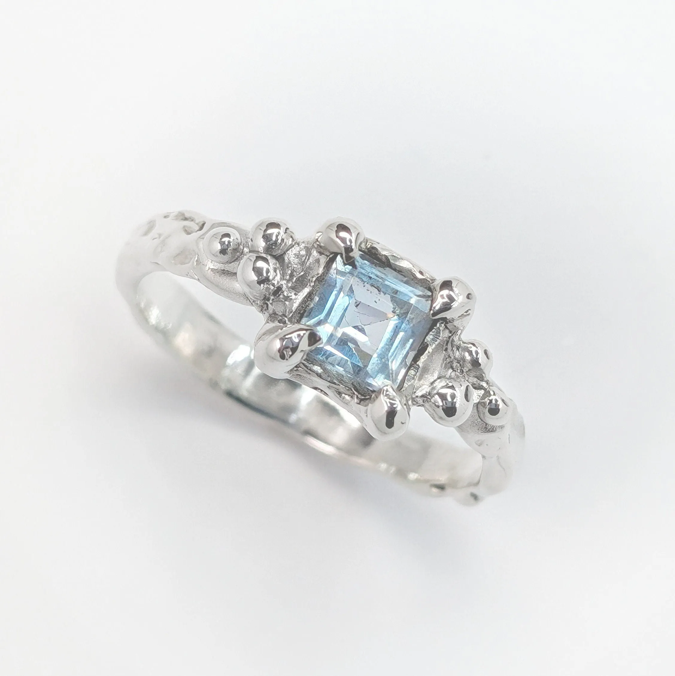 Blue Topaz engagement ring in Solid Sterling Silver