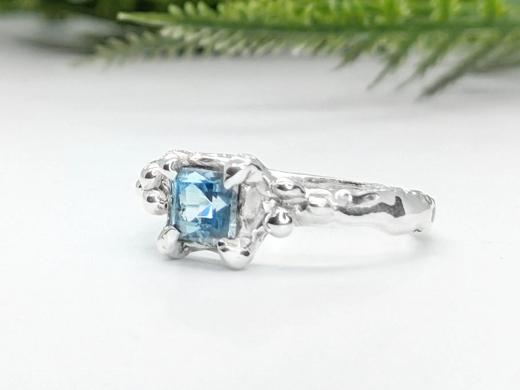Blue Topaz engagement ring in Solid Sterling Silver