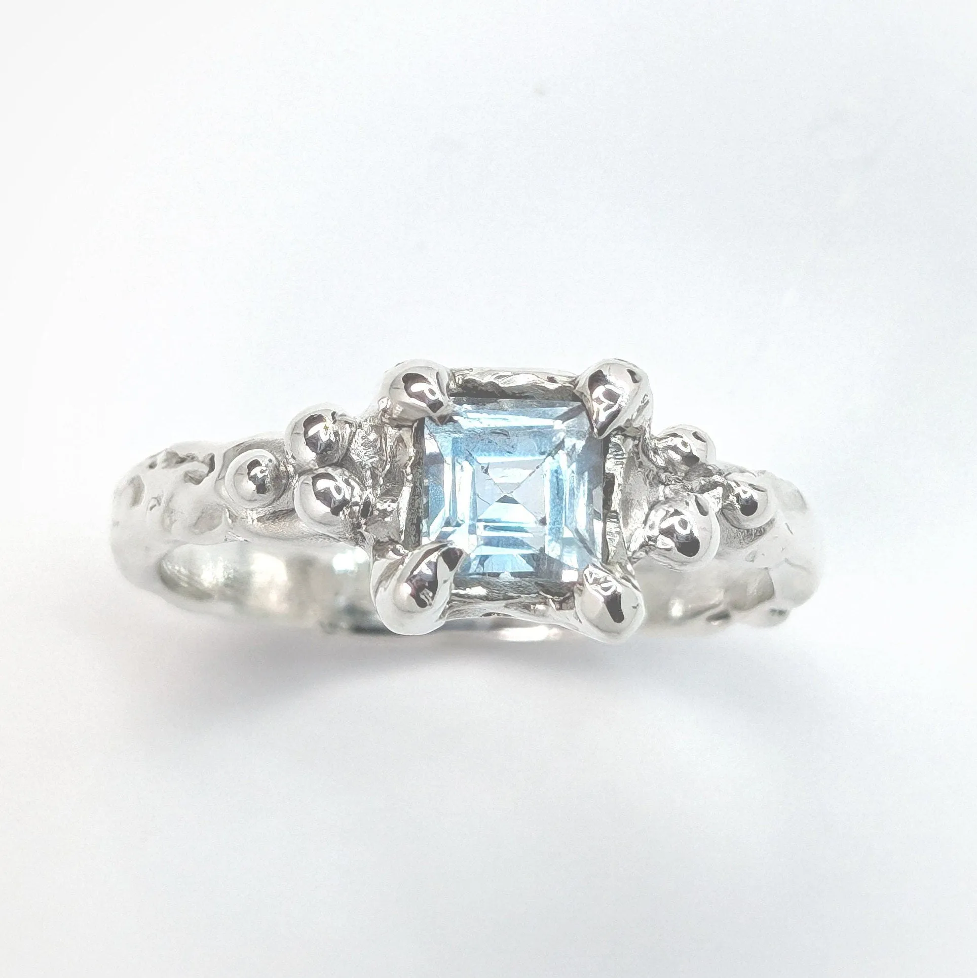 Blue Topaz engagement ring in Solid Sterling Silver