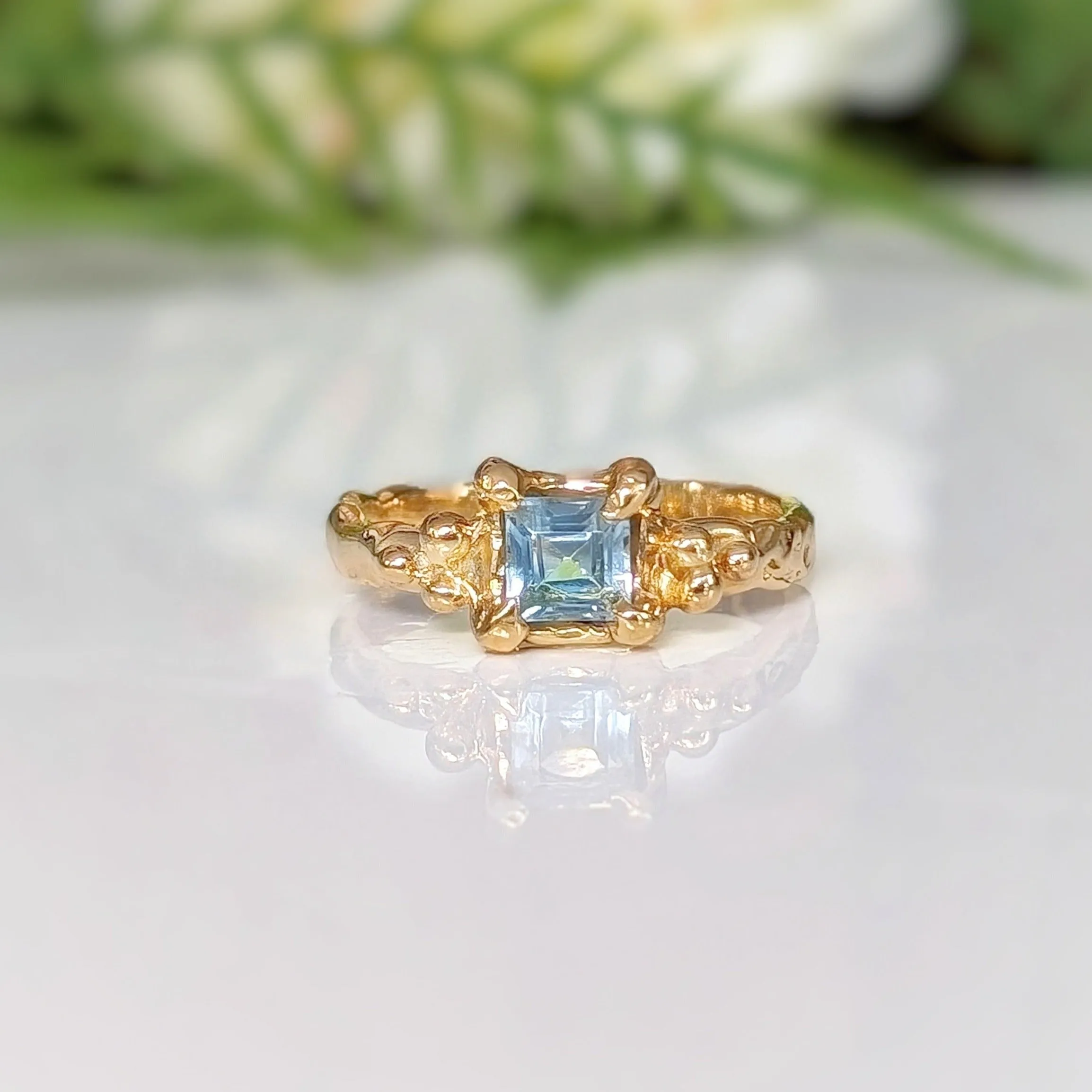 Blue Topaz engagement ring in Solid Sterling Silver