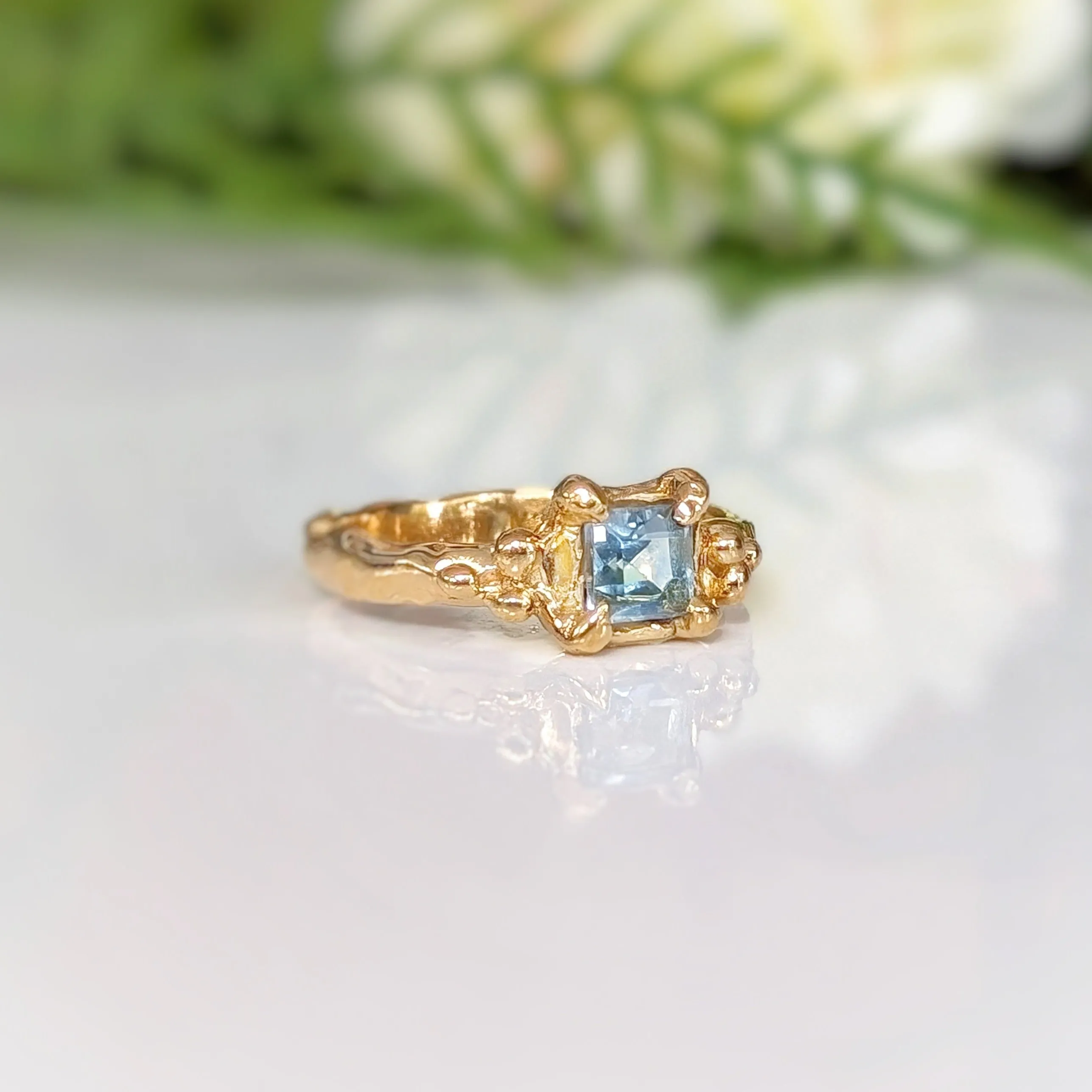 Blue Topaz engagement ring in Solid Sterling Silver