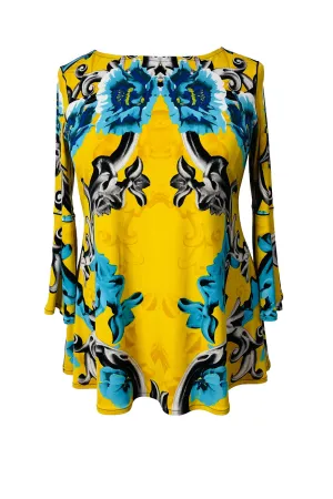Boat neck 3/4 sleeve single layered swing tunic