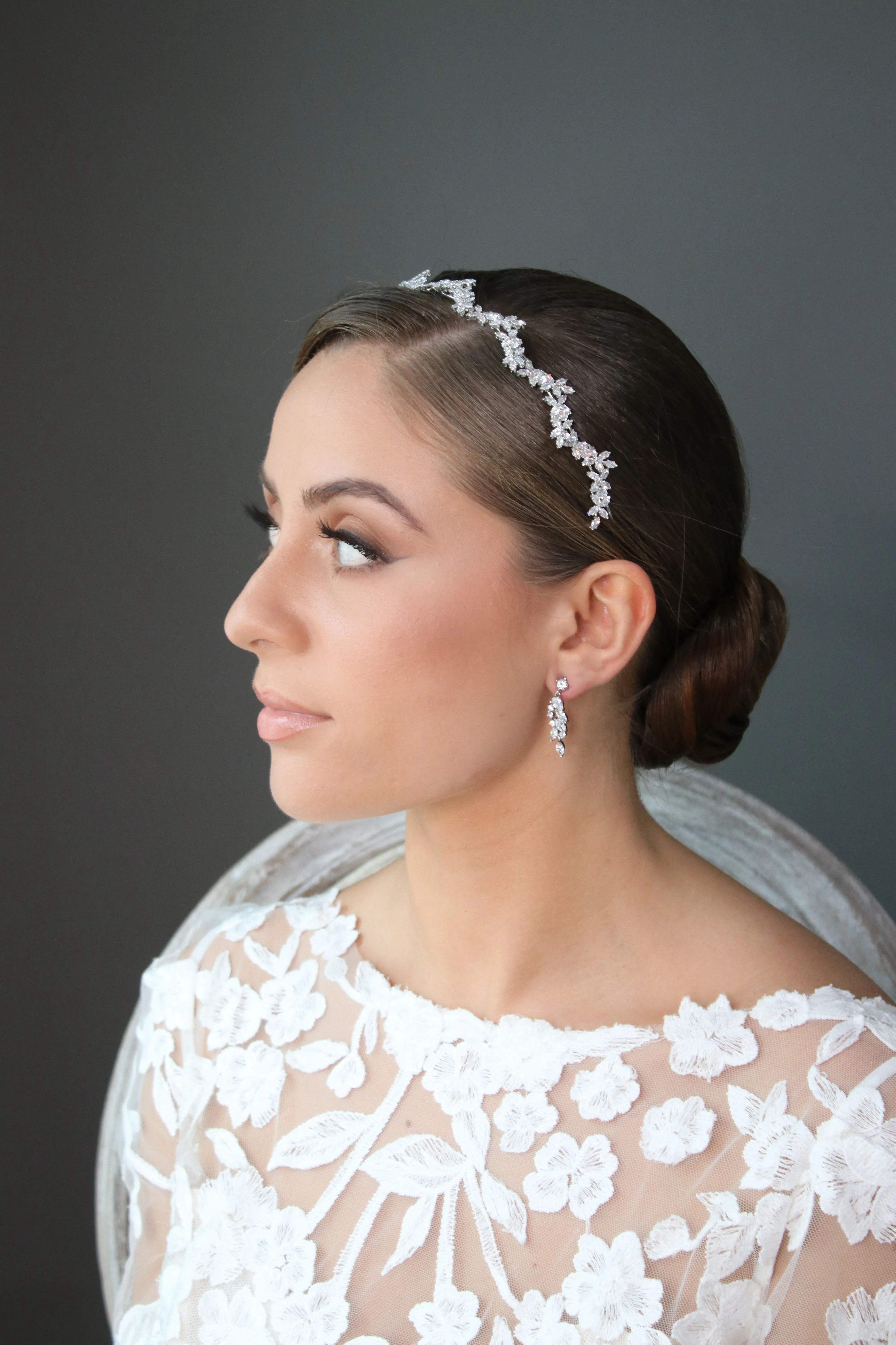 BROOKE Simulated Diamond Thin Headband Headpiece