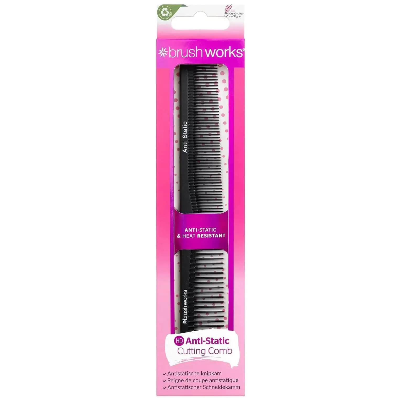 Brushworks Anti Static Cutting Comb Heat Resistant Carbon Black