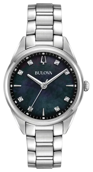 Bulova Ladies Sutton Diamond Mother of Pearl Dial Watch 96P198