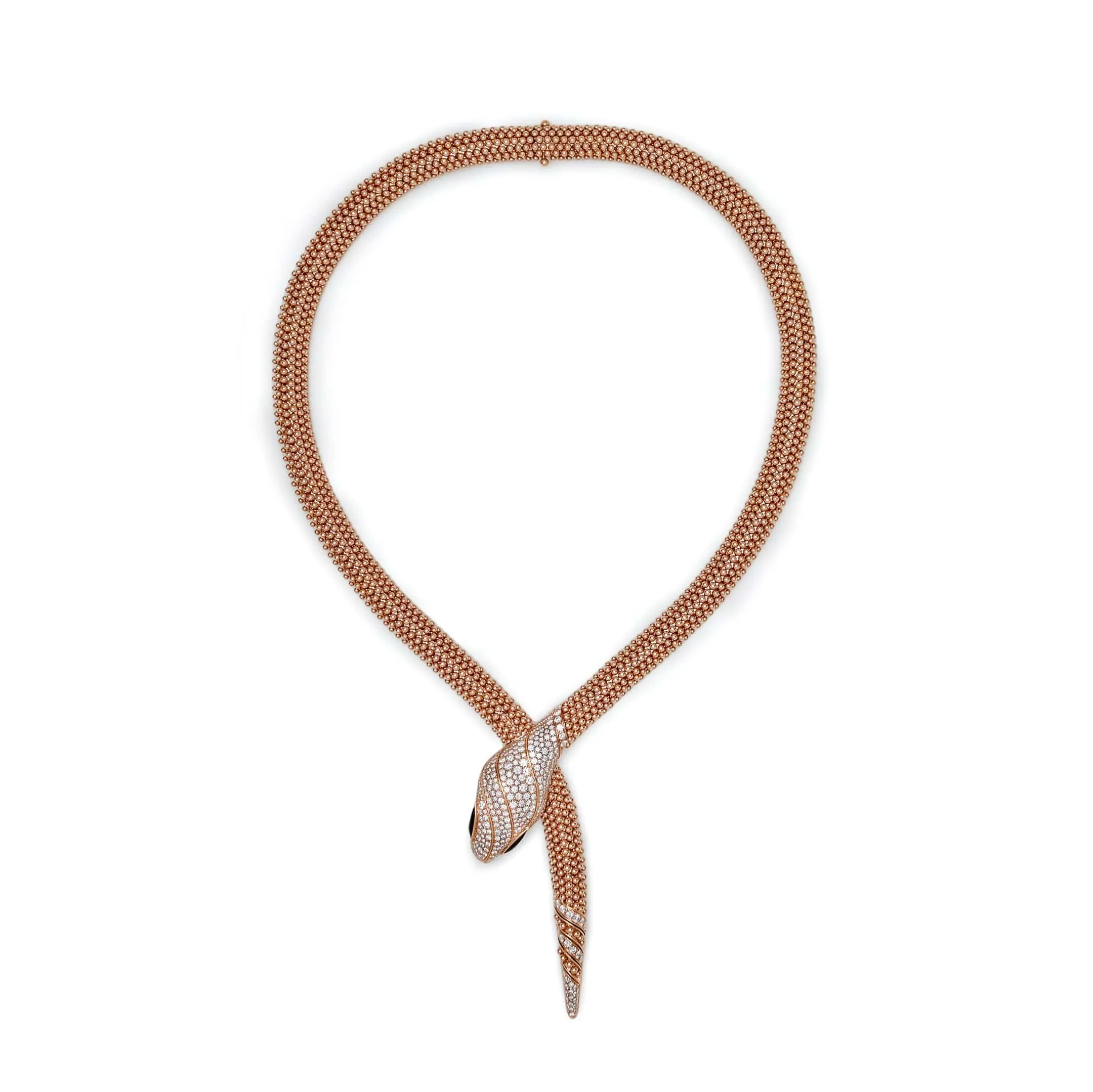 BVLGARI Serpenti Necklace Rose Gold Diamonds and Black Onyx 358434