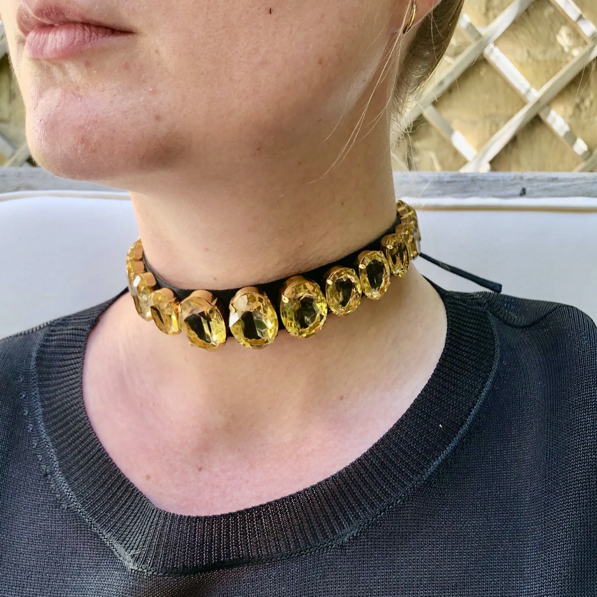 Chanel Bookpiece Choker With Citrine Crystals