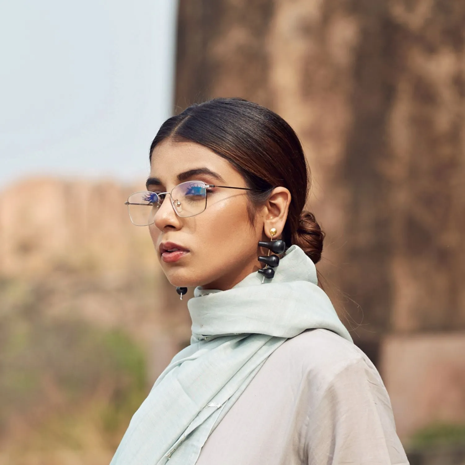Chirag Statement Earring | Hand Crafted | Unique | Black Pottery | Artistic