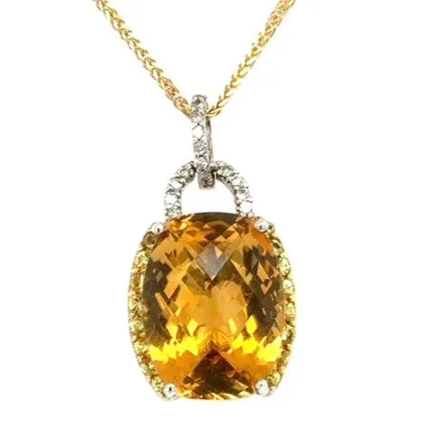 CITRINE AND DIAMOND NECKLACE - 14k gold