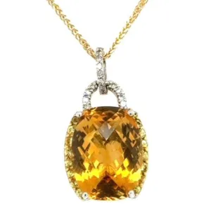 CITRINE AND DIAMOND NECKLACE - 14k gold