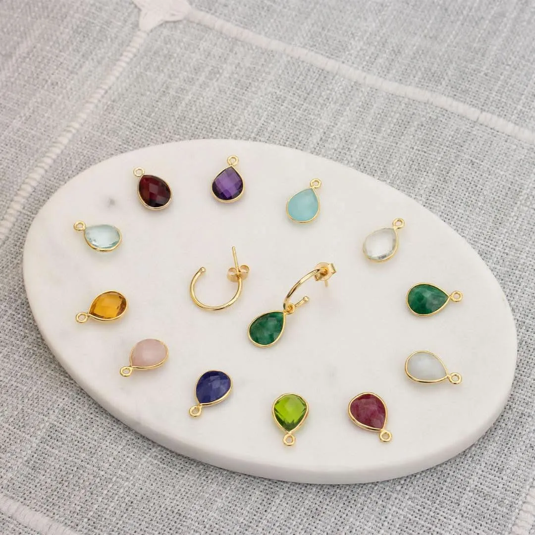 Citrine Drop Hoop Earrings | Gold - November