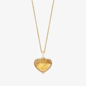 CITRINE HEART TALISMAN PENDANT NECKLACE GOLD (BABY)