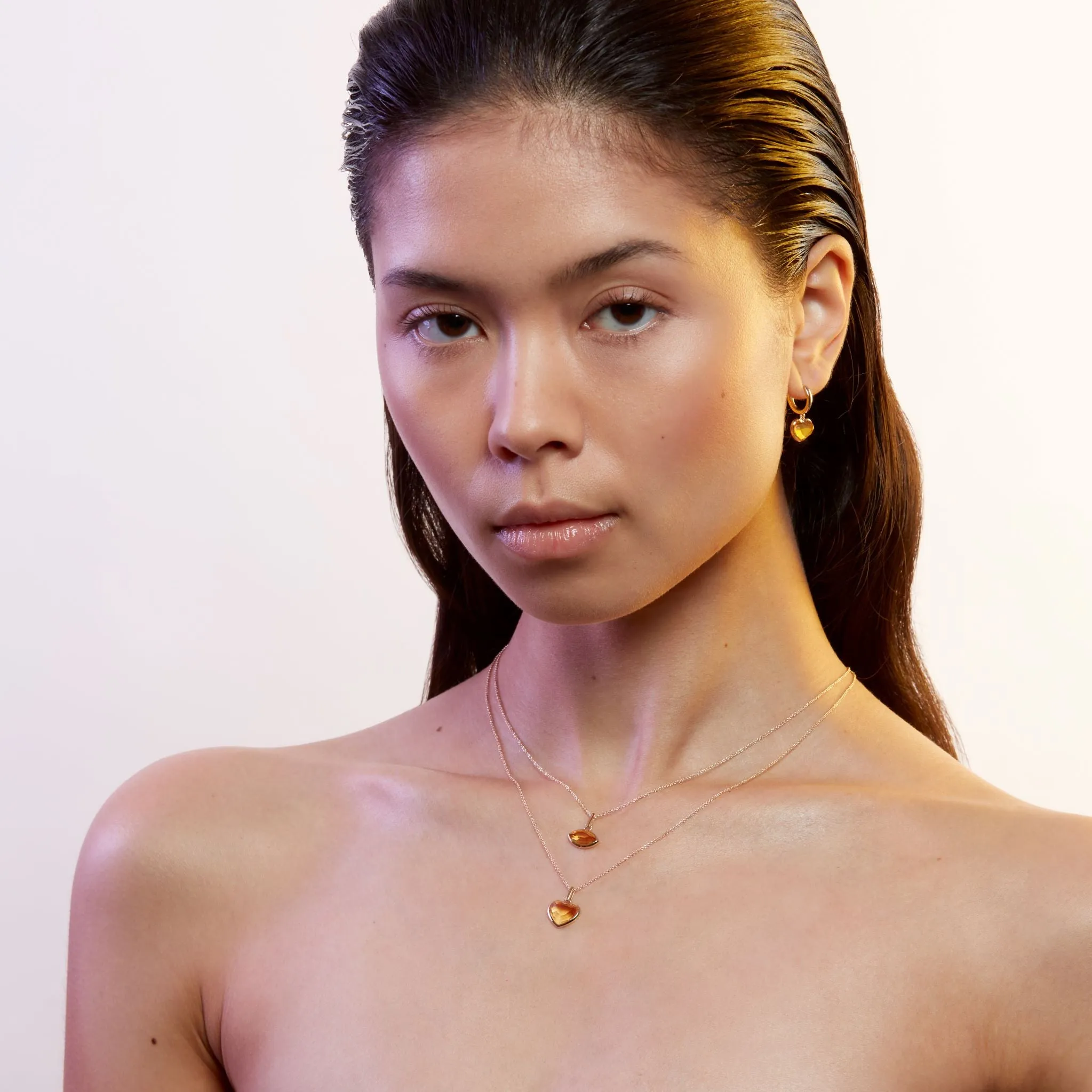 CITRINE HEART TALISMAN PENDANT NECKLACE GOLD (BABY)