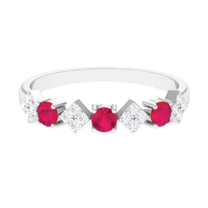 Classic Ruby and Diamond Half Eternity Ring