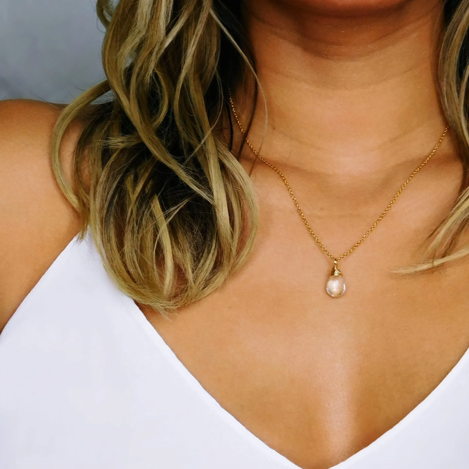 Clear Quartz Drop Necklace