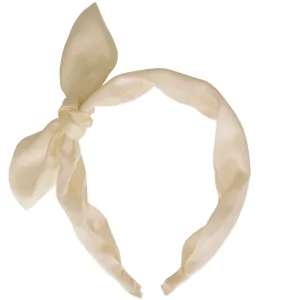 CREAM  Ribbed Diadem With Bow - Taffeta