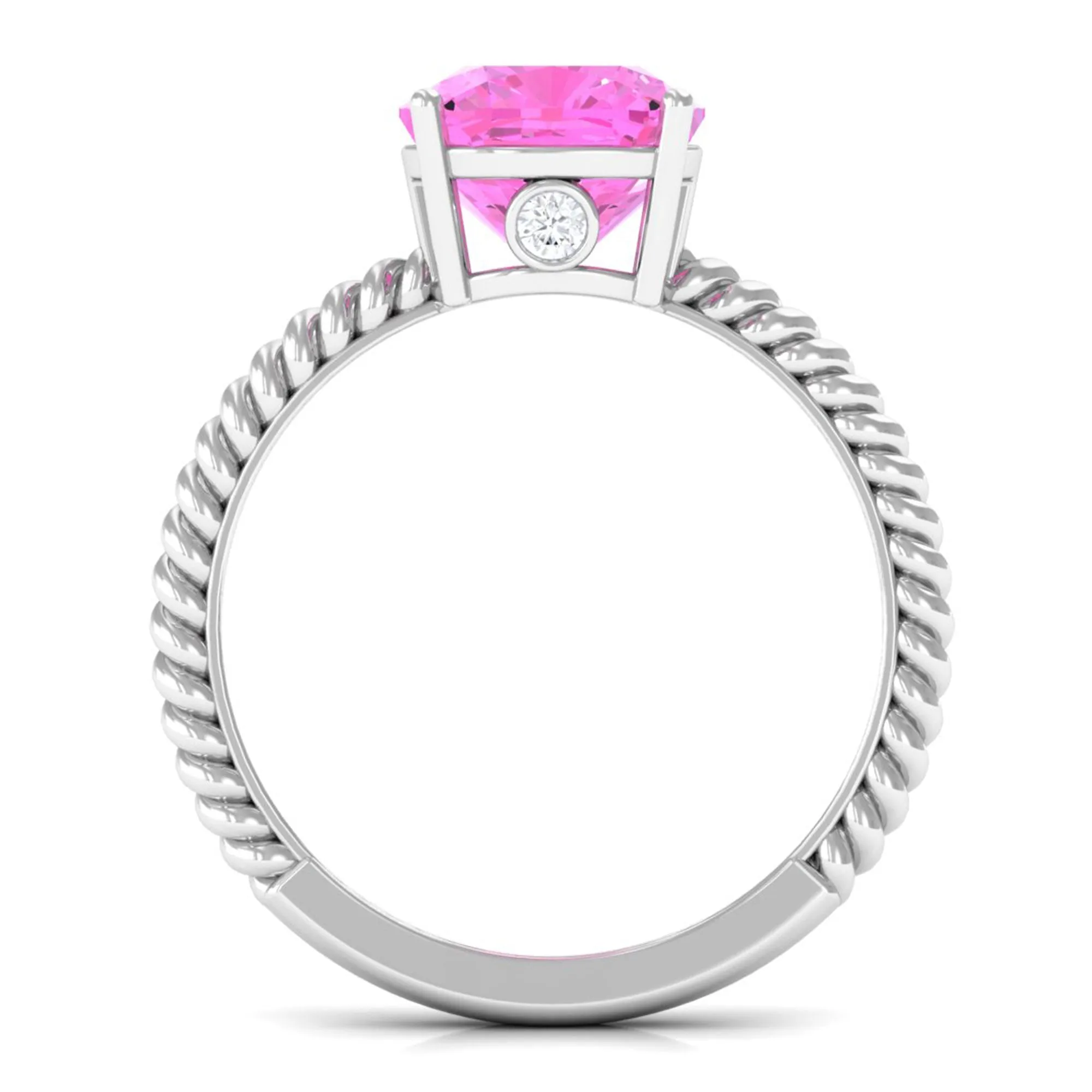 Created Pink Sapphire Solitaire Engagement Ring