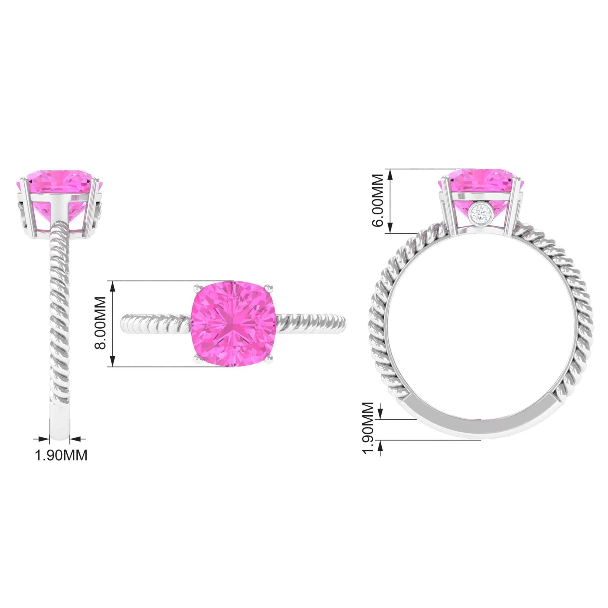 Created Pink Sapphire Solitaire Engagement Ring