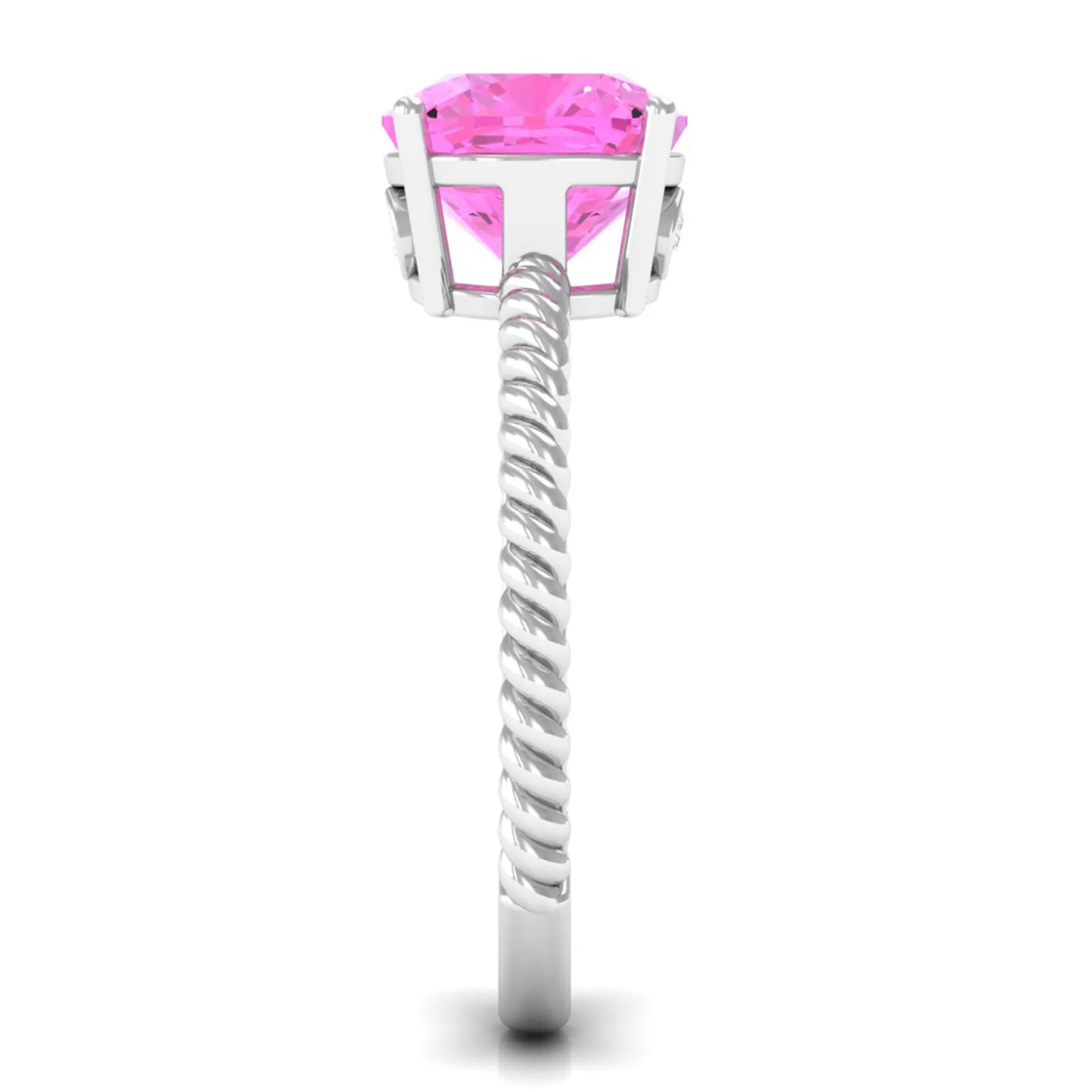 Created Pink Sapphire Solitaire Engagement Ring