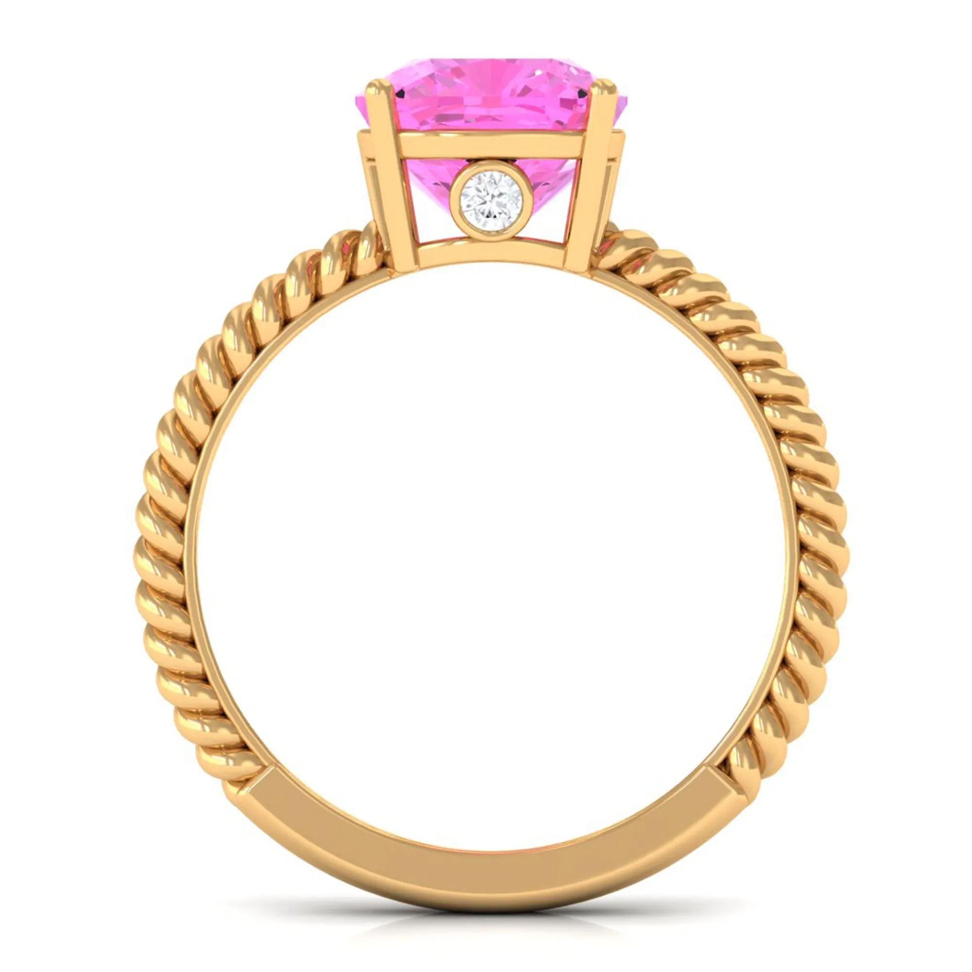 Created Pink Sapphire Solitaire Engagement Ring