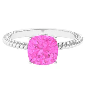Created Pink Sapphire Solitaire Engagement Ring