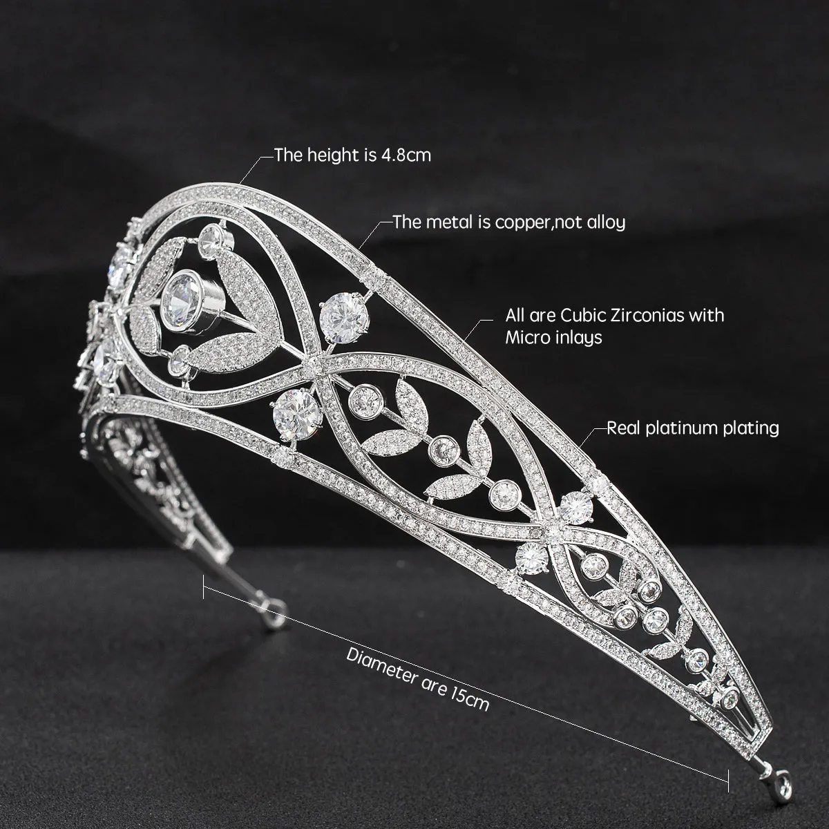 Cubic zircon wedding  bridal royal tiara diadem crown CH10332