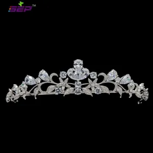 Cubic zircon wedding  bridal royal tiara diadem crown HG0063