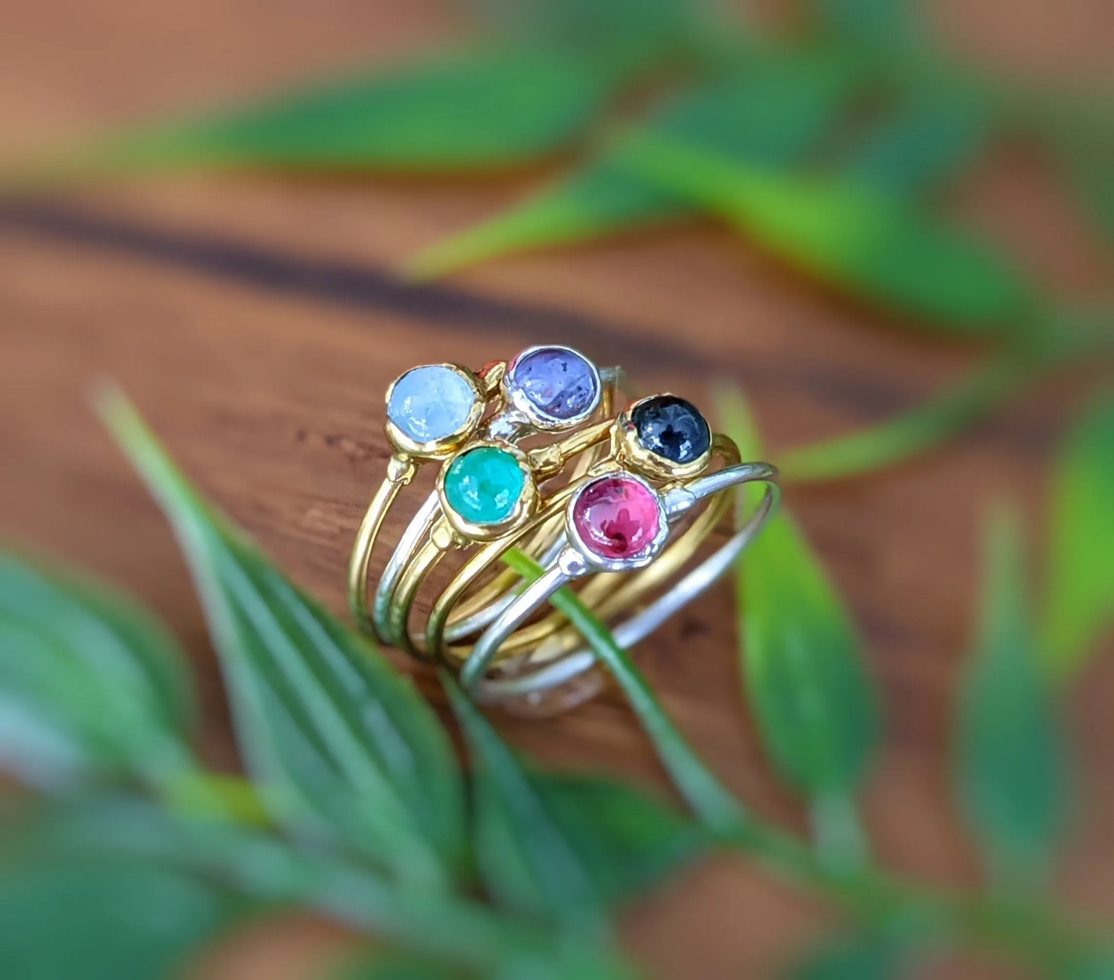 Dainty Moonstone stacking ring