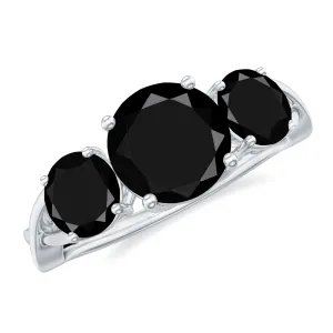 December Birthstone 2.25 CT Round Cut Black Onyx Three Stone Crossover Ring for Women