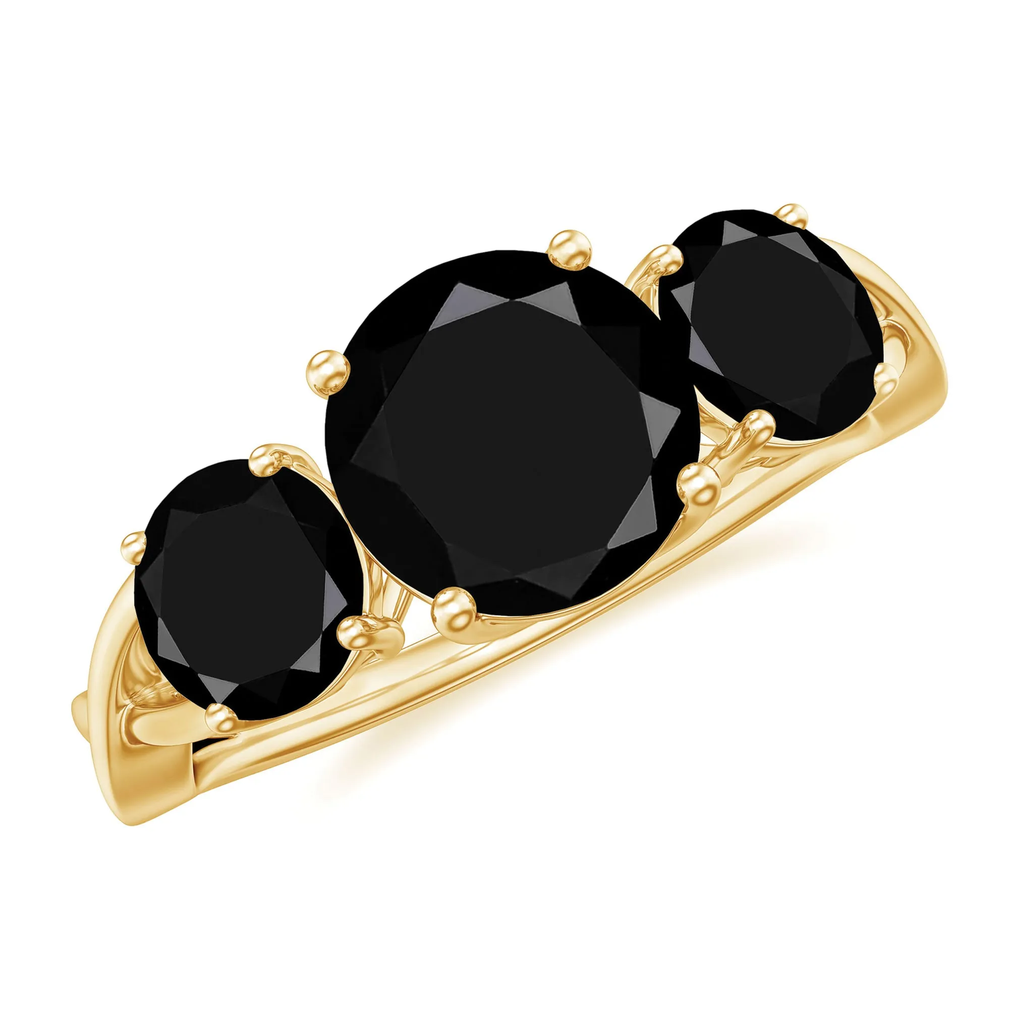 December Birthstone 2.25 CT Round Cut Black Onyx Three Stone Crossover Ring for Women