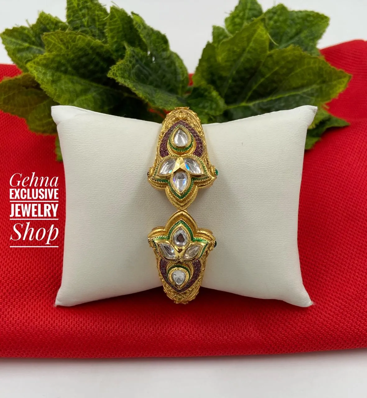 Designer Golden Kundan Bracelet For Women