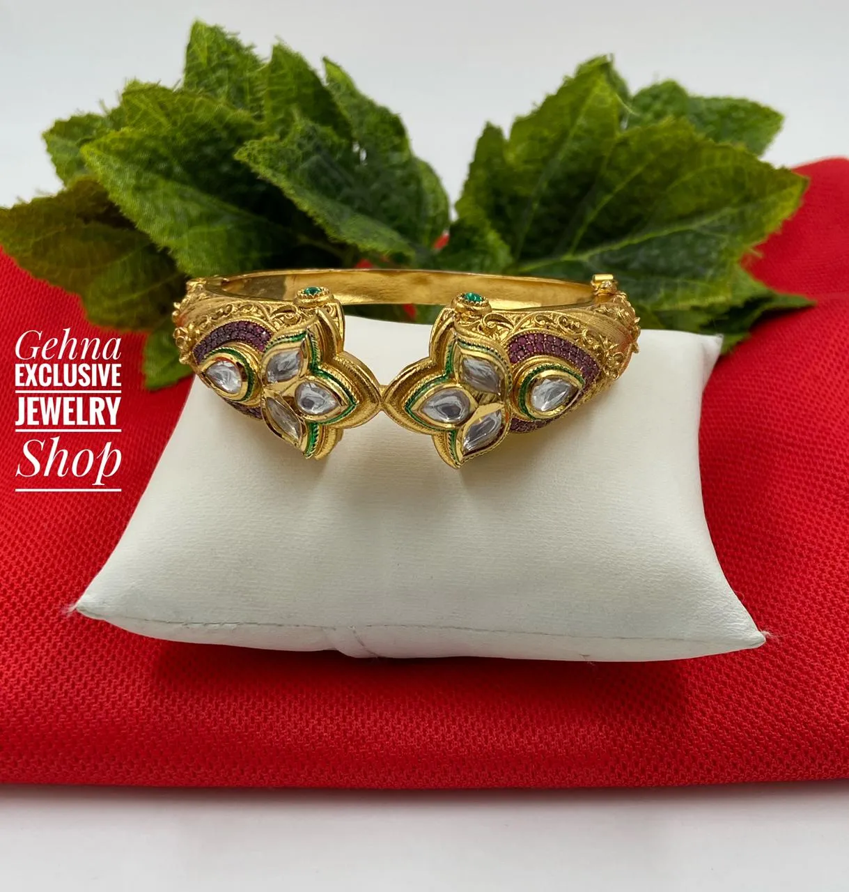 Designer Golden Kundan Bracelet For Women