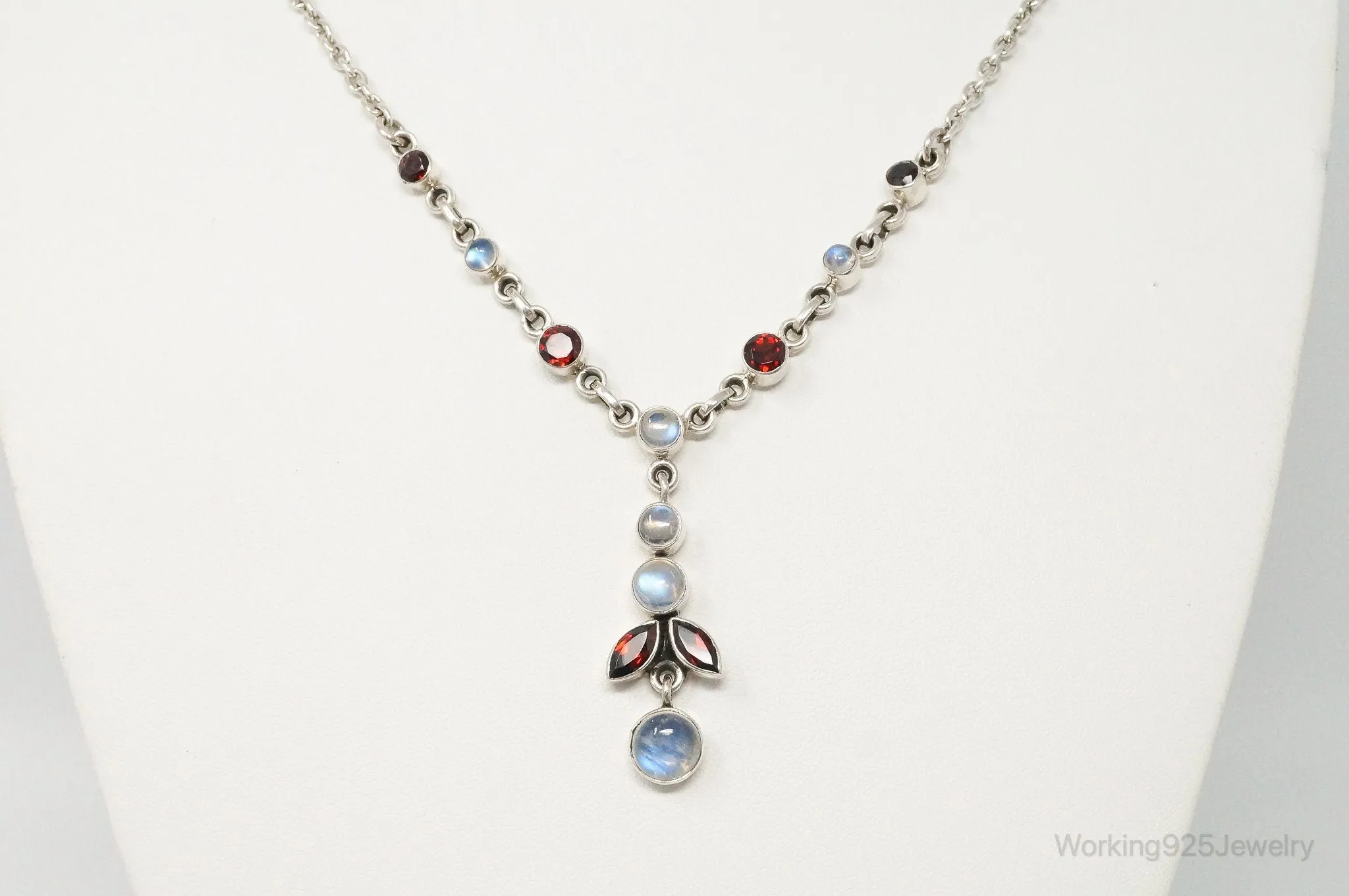 Designer Nicky Butler Moonstone Garnet Sterling Silver Necklace