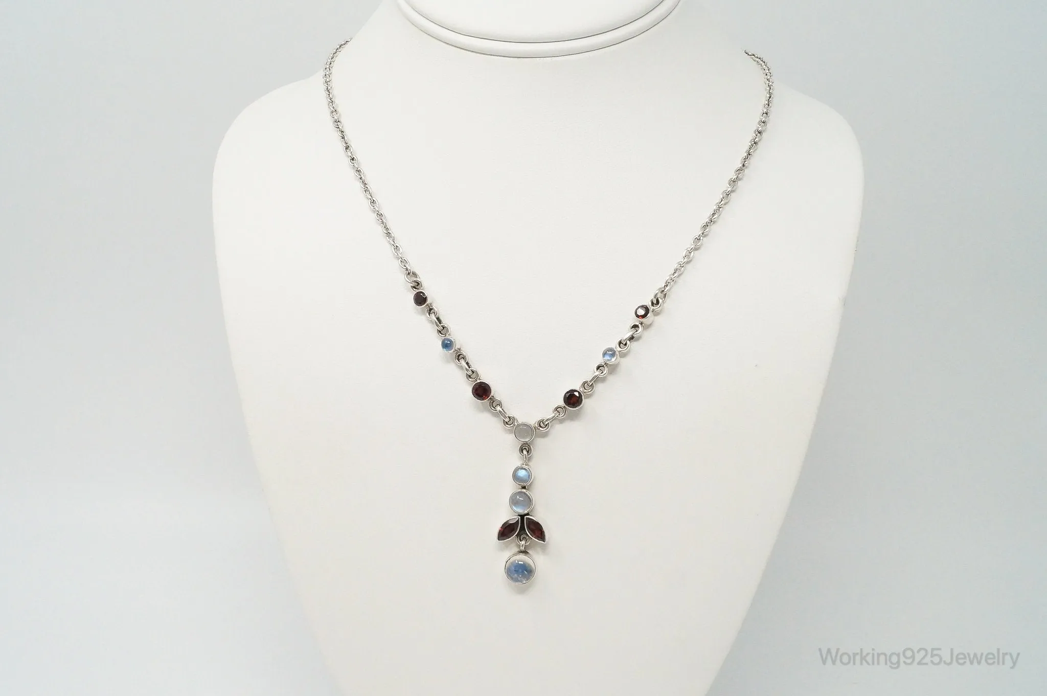 Designer Nicky Butler Moonstone Garnet Sterling Silver Necklace