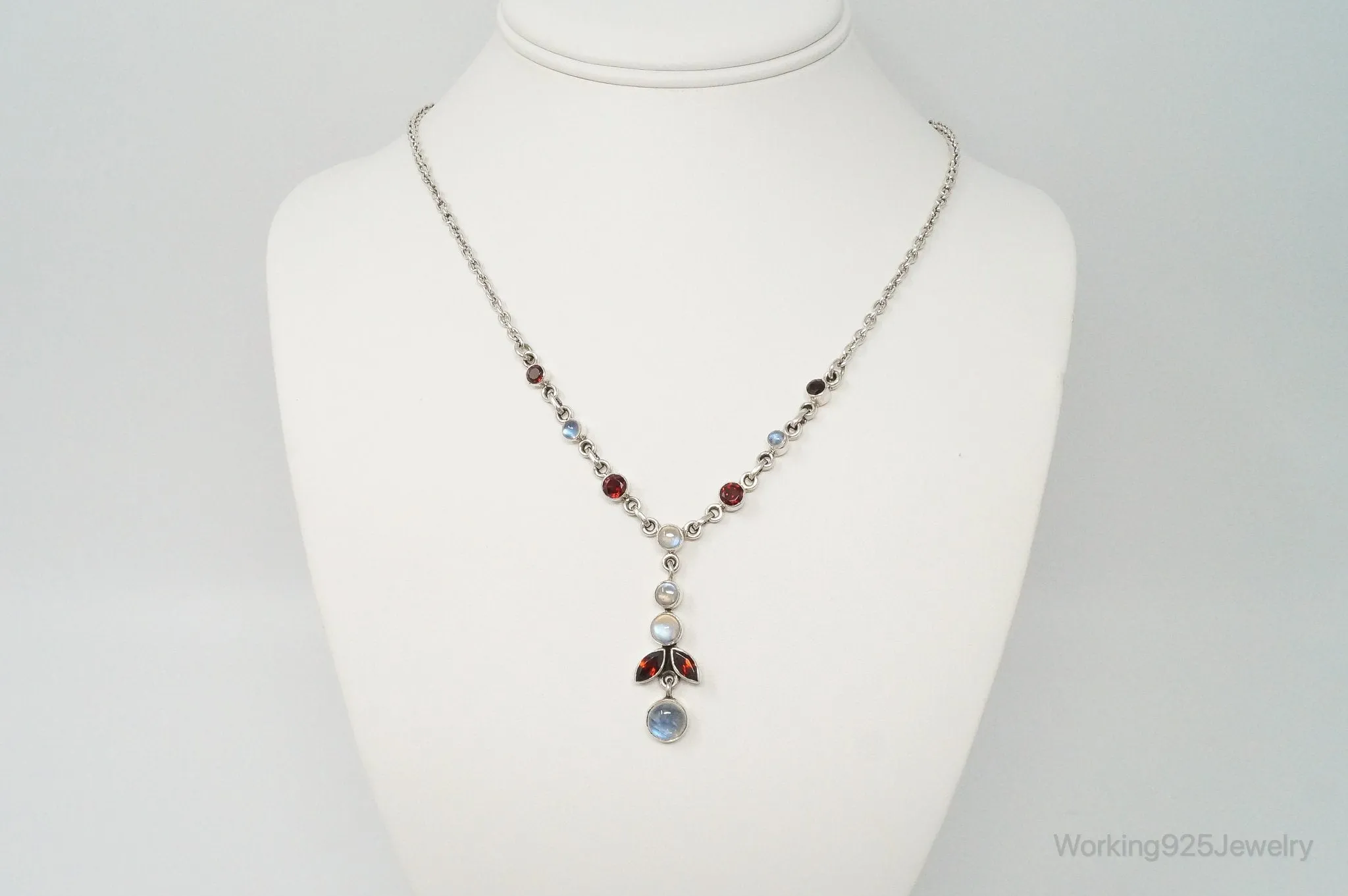 Designer Nicky Butler Moonstone Garnet Sterling Silver Necklace