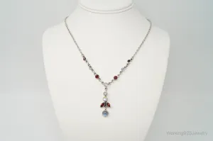 Designer Nicky Butler Moonstone Garnet Sterling Silver Necklace