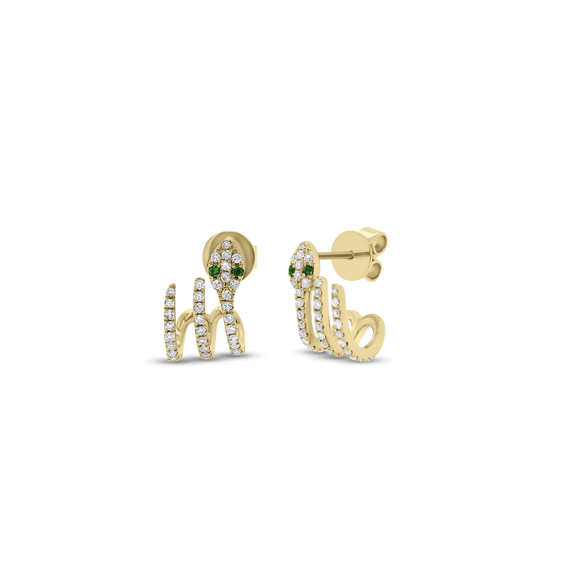 Diamond & Emerald Snake Crawler Earrings
