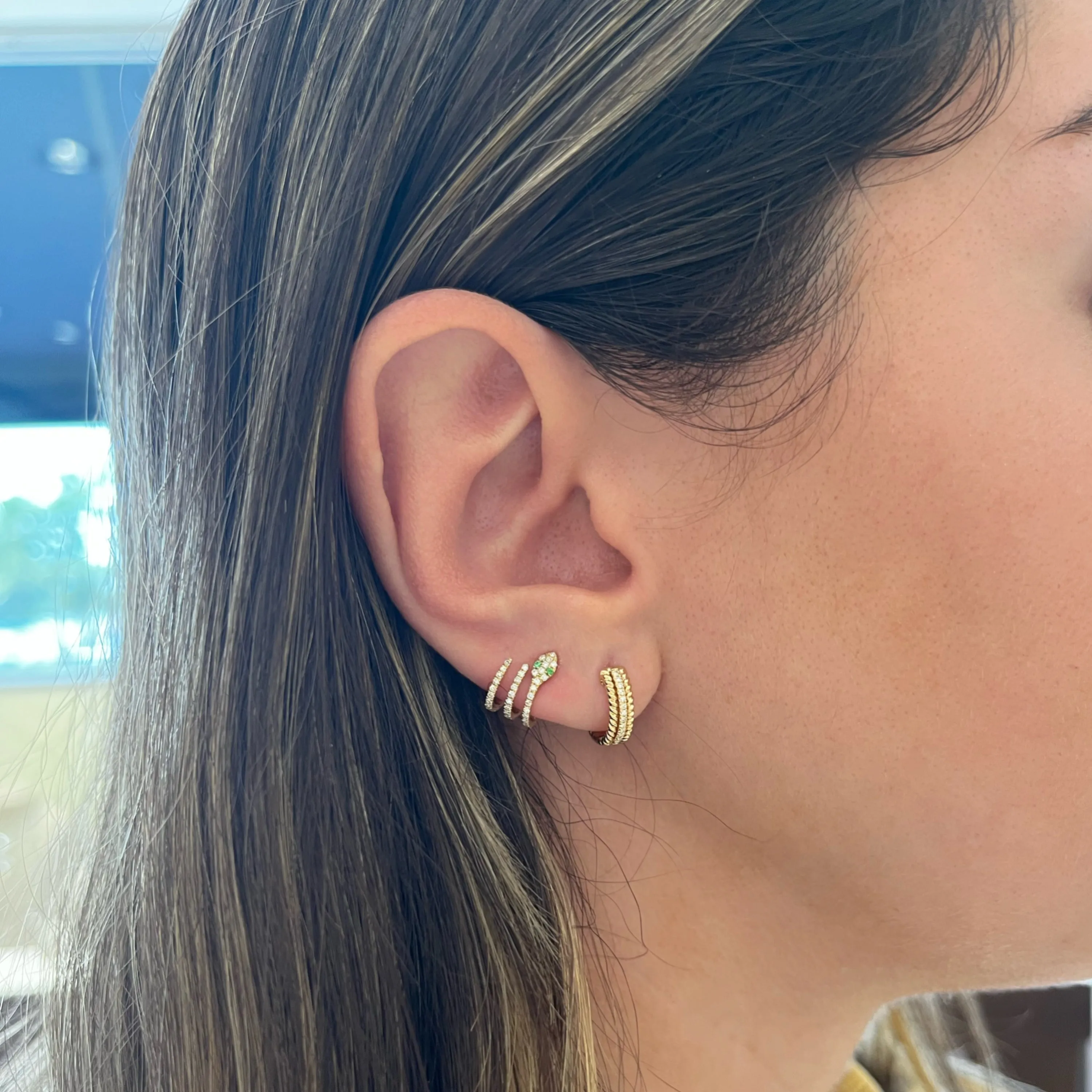 Diamond & Emerald Snake Crawler Earrings
