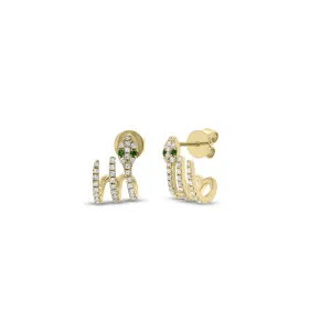 Diamond & Emerald Snake Crawler Earrings