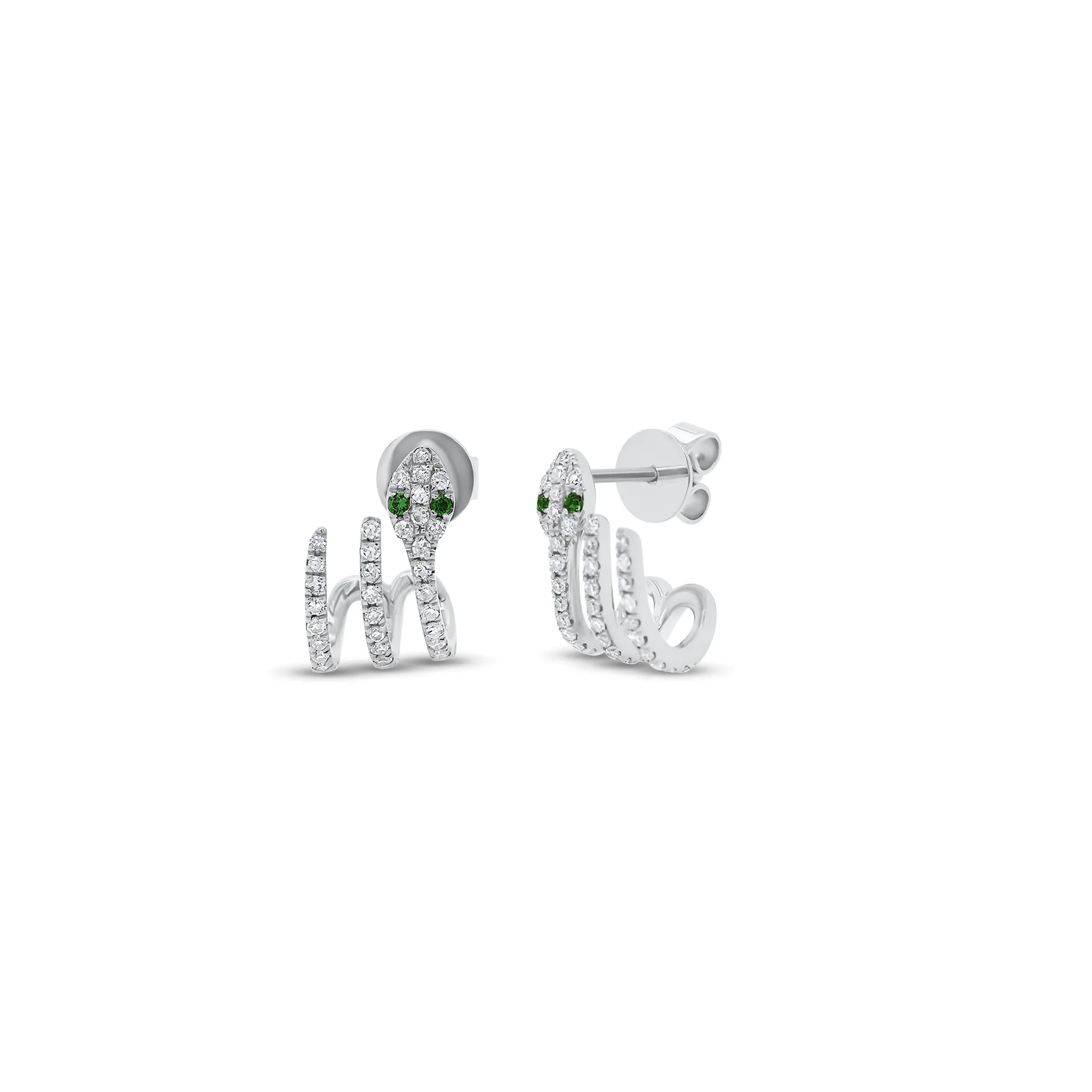 Diamond & Emerald Snake Crawler Earrings