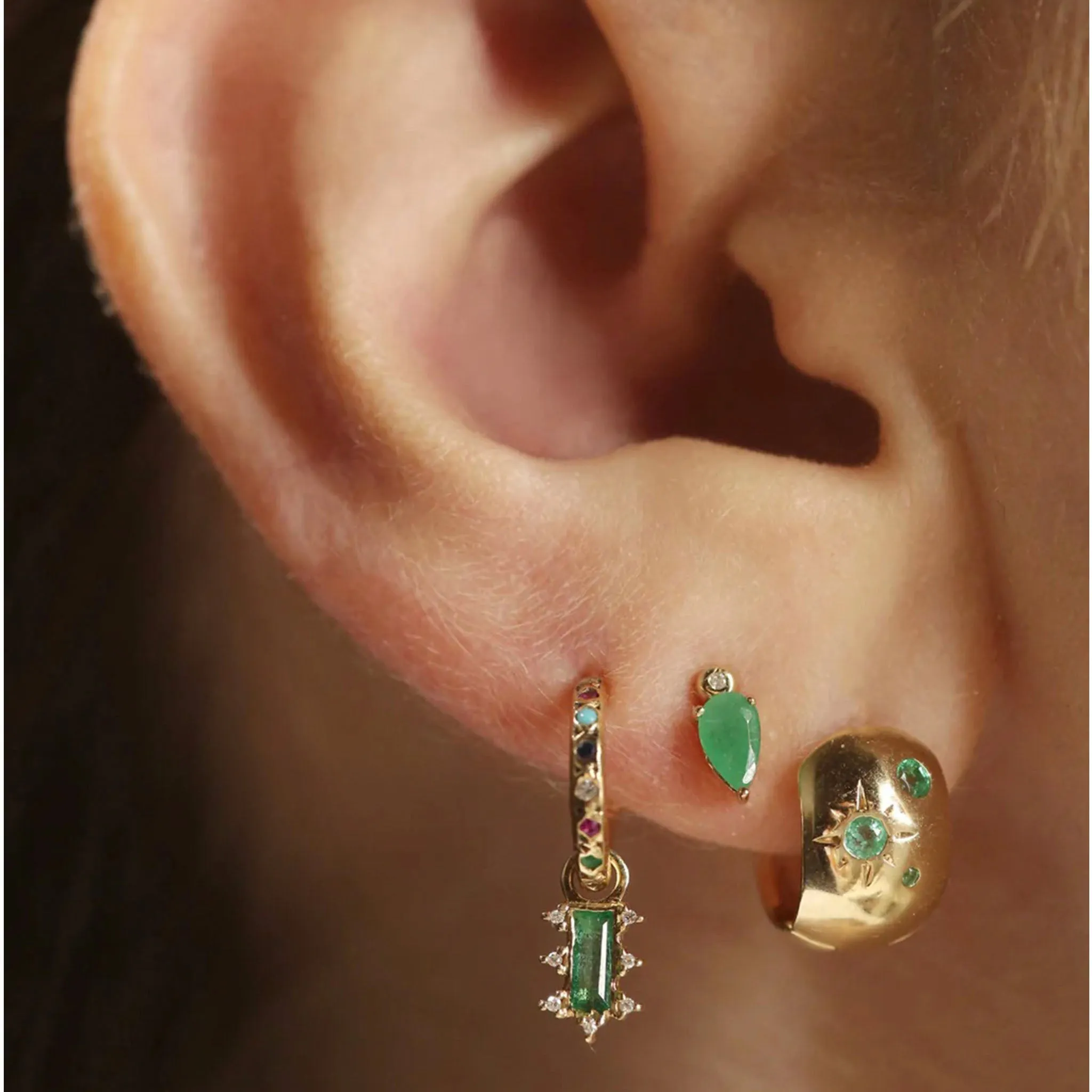 Droplet Stud with Emerald