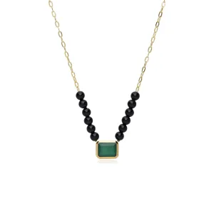 ECFEW™ 'The Unifier' Gefärbtes Grünes Chalcedon & Onyx Halskette