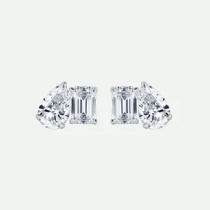 Elise Earring | 9ct White Gold 0.80ct tw Lab Grown Diamond Toi Et Moi Stud Earrings
